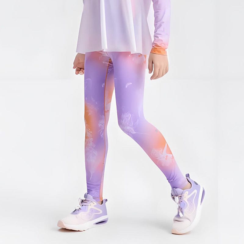 Iridescent Orange Tie-Dye / 3-4T Girls Summer Cooling Yoga Leggings