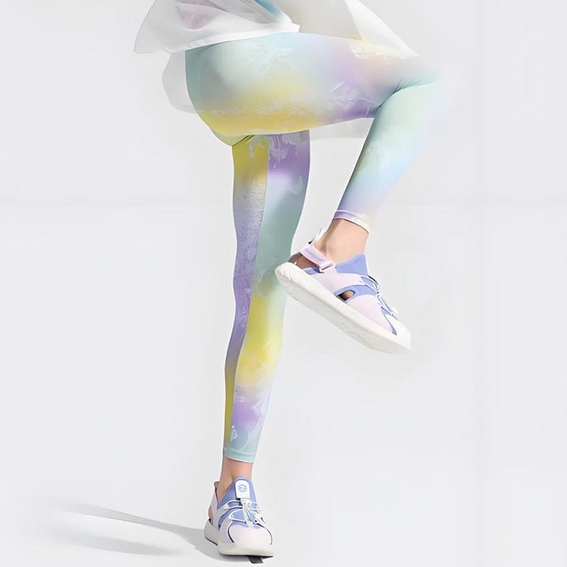 Iridescent Teal Tie-Dye / 3-4T Girls Summer Cooling Yoga Leggings