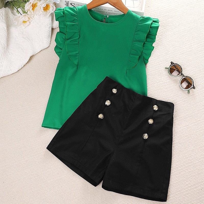BF12009green / 4T Girls' Summer Set Round