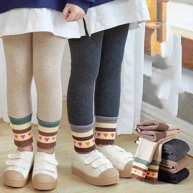 Girls’ Winter Warm Stripe Leggings