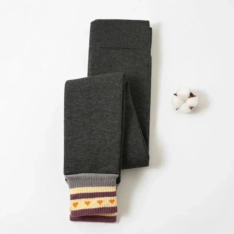 Gray / S Girls’ Winter Warm Stripe Leggings