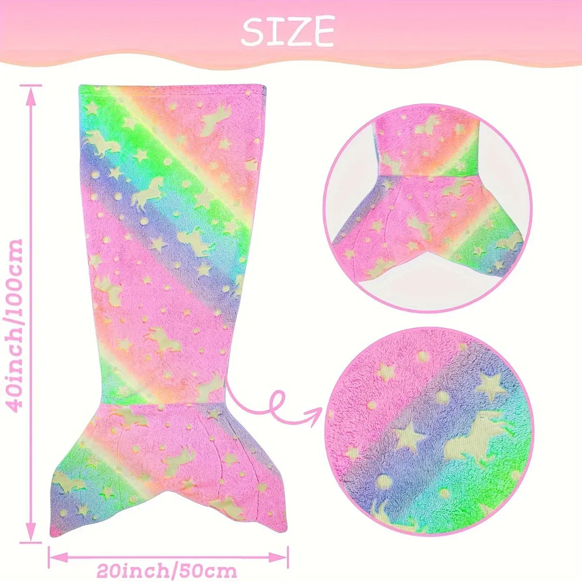 Glow in the Dark Mermaid Tail Blanket for Girls