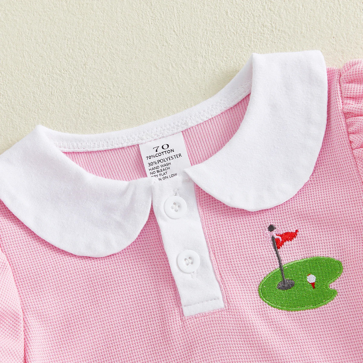 Golf Embroidery Romper & Ruffled Shorts Set