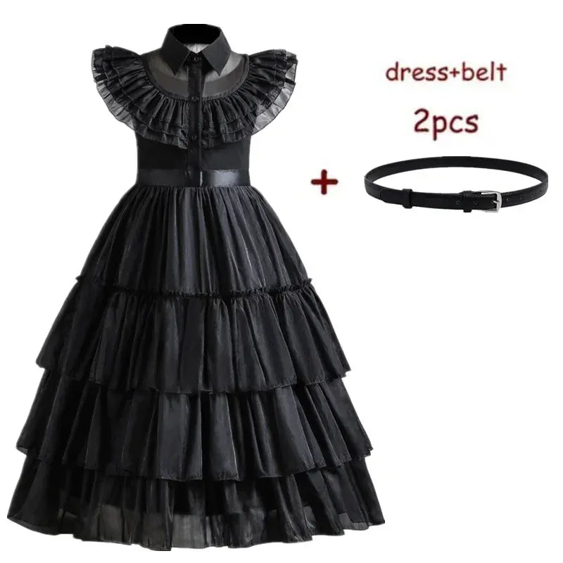Gothic-Inspired Black Dress Costume for Girls