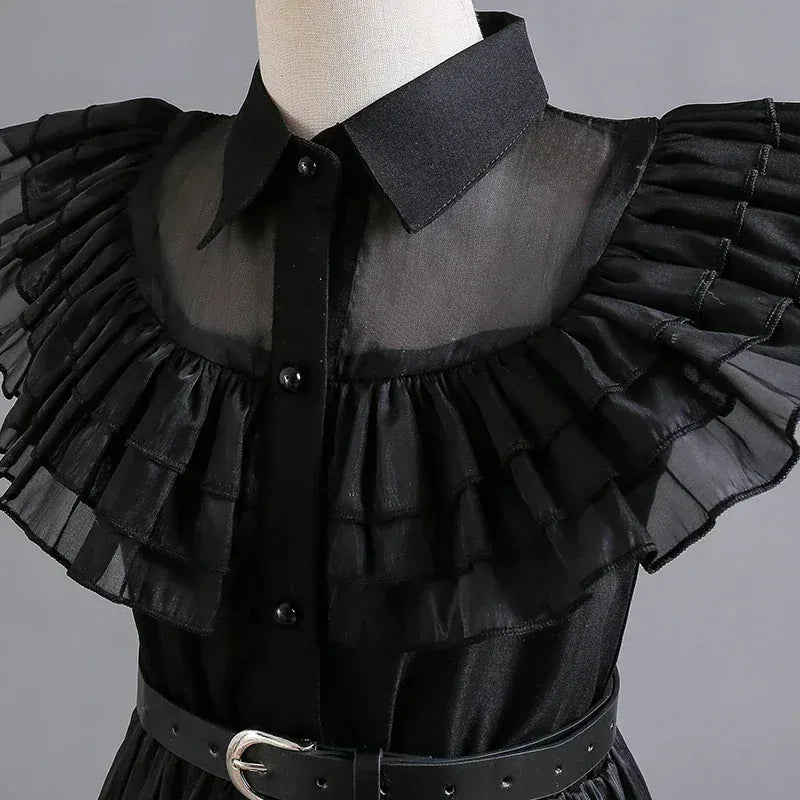 Gothic-Inspired Black Dress Costume for Girls