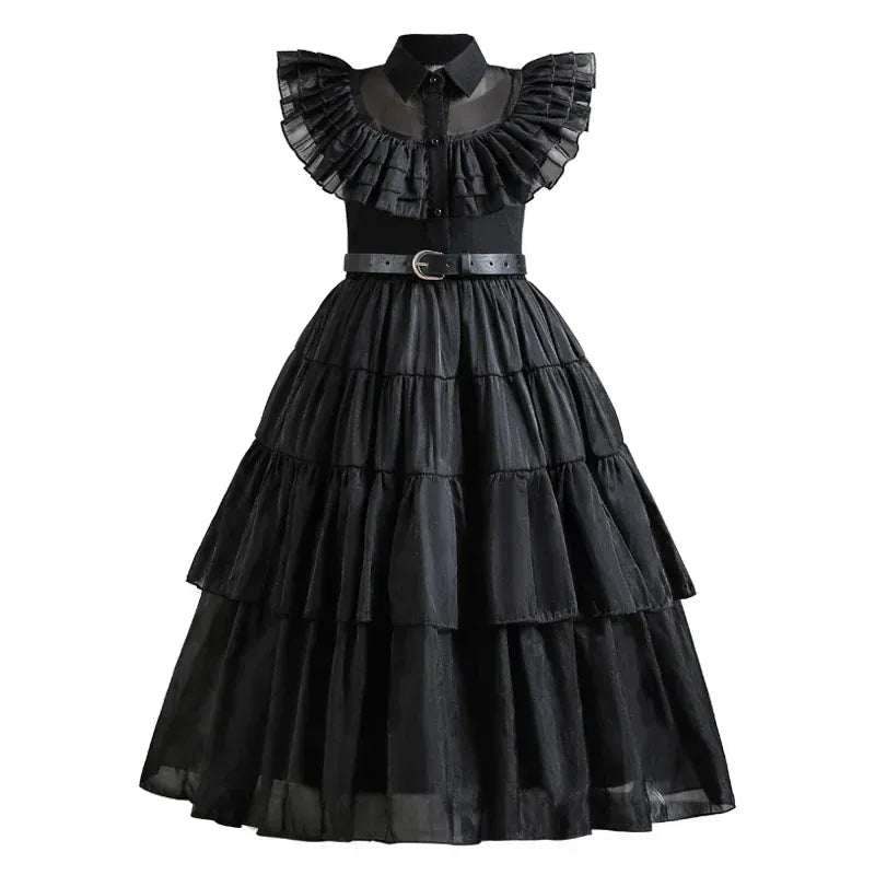 Gothic-Inspired Black Dress Costume for Girls