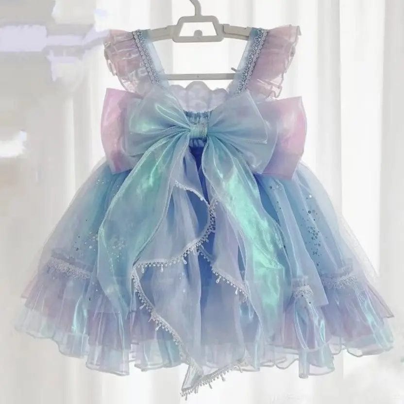 strapless open back dress Gradient Bow Princess Dress