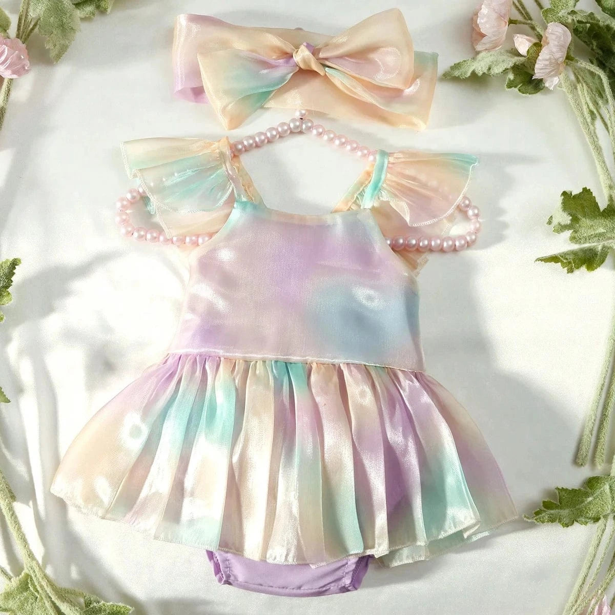 Gradient Purple / 0-1M Gradient Pleated Skirt with Matching Headband