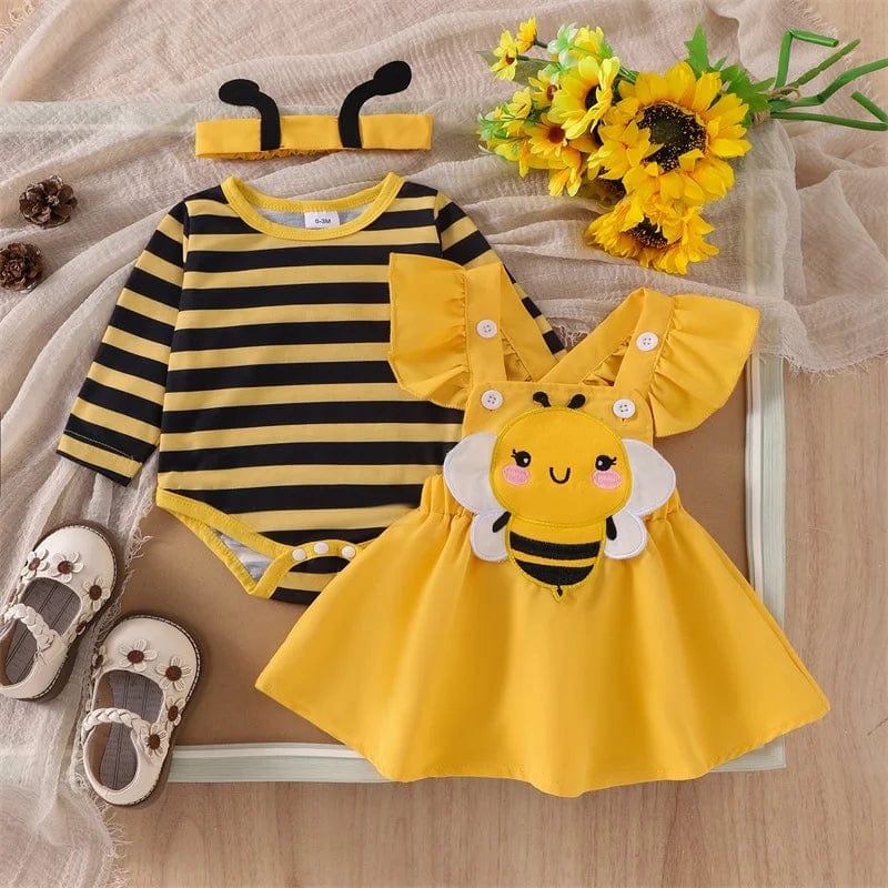 Yellow / 0-3M Halloween Outfit Long Flying Sleeve