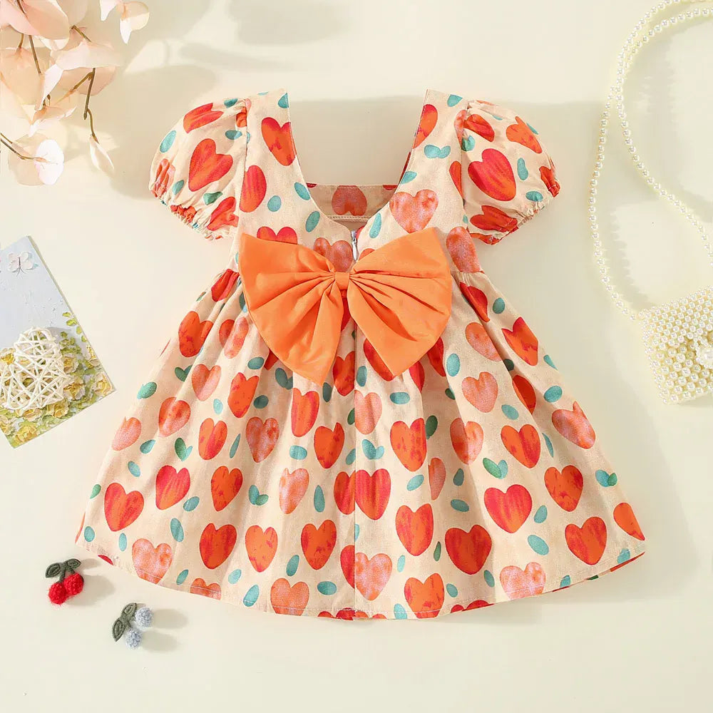 Heart Print & Bow Summer Dress