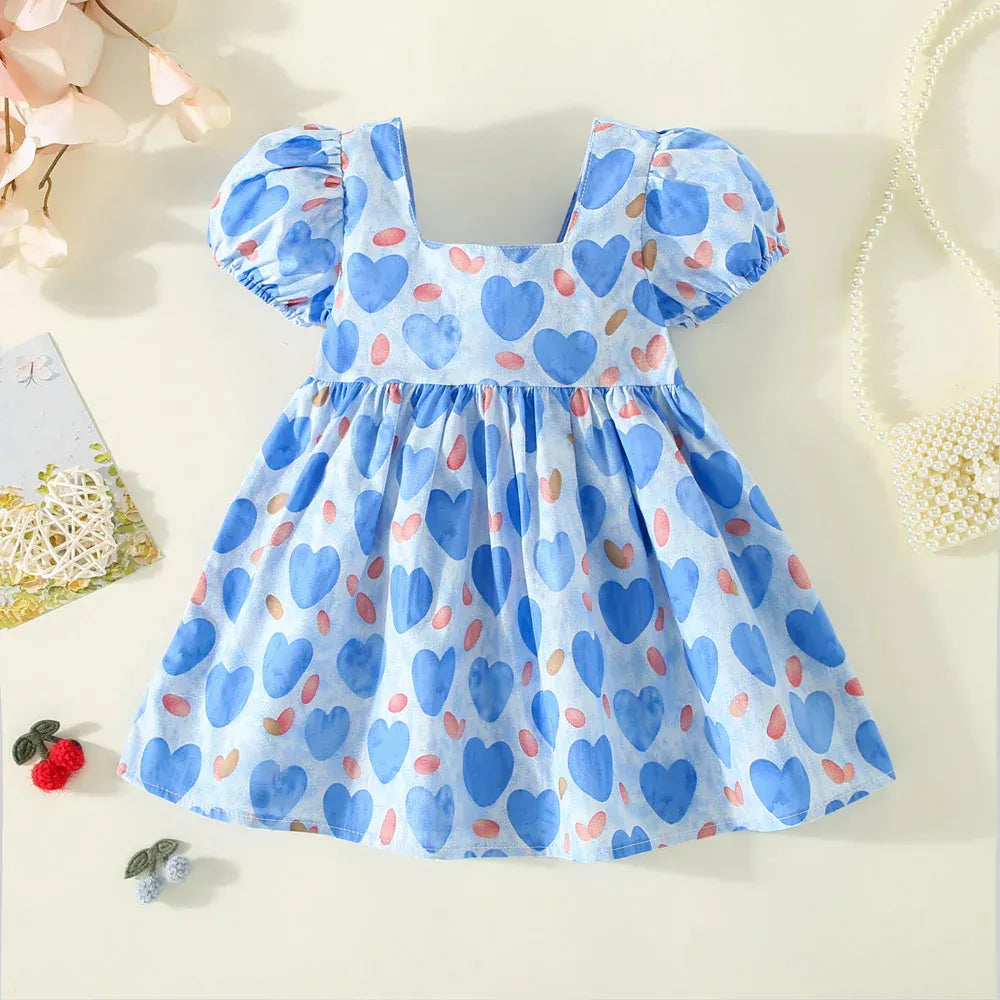 Heart Print & Bow Summer Dress