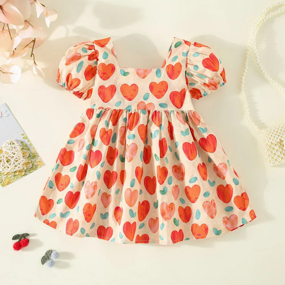 Heart Print & Bow Summer Dress