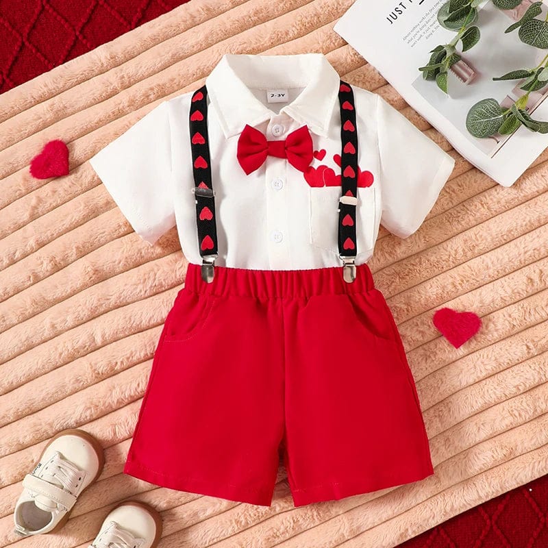 1-2T Heart Print Gentleman Outfit