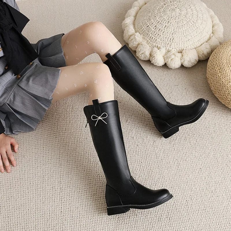 Knee high boots with bows discount