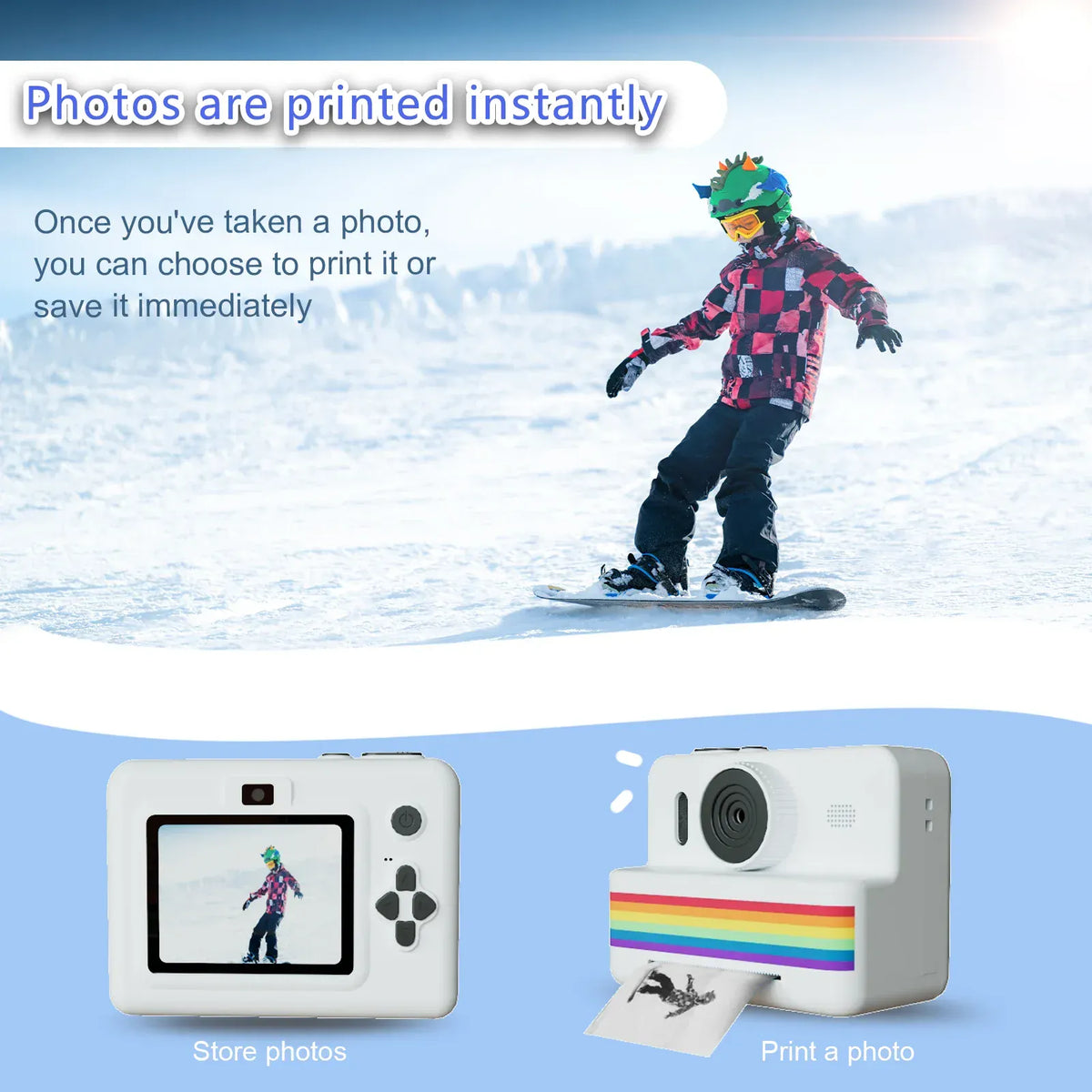 Instant Print Kids Camera with 2.8" Screen & Dual Lens
