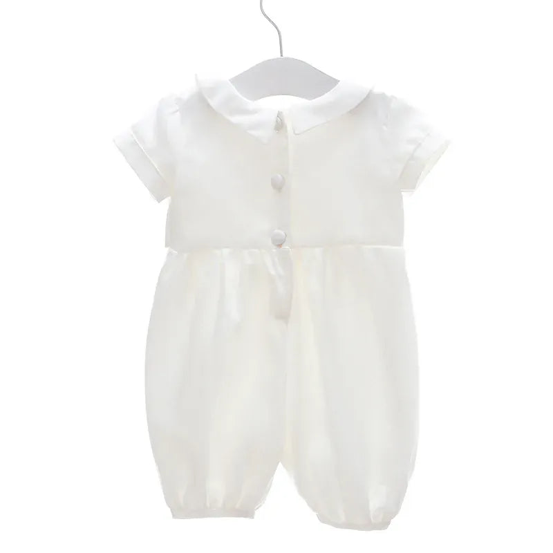 Ivory Baby Baptism Jumpsuit with Hat