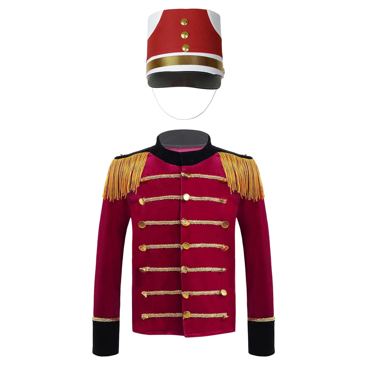 Red with White Soldier Hat (with red details) / 4 Kid's Deluxe Ringmaster and Marching Band Jacket