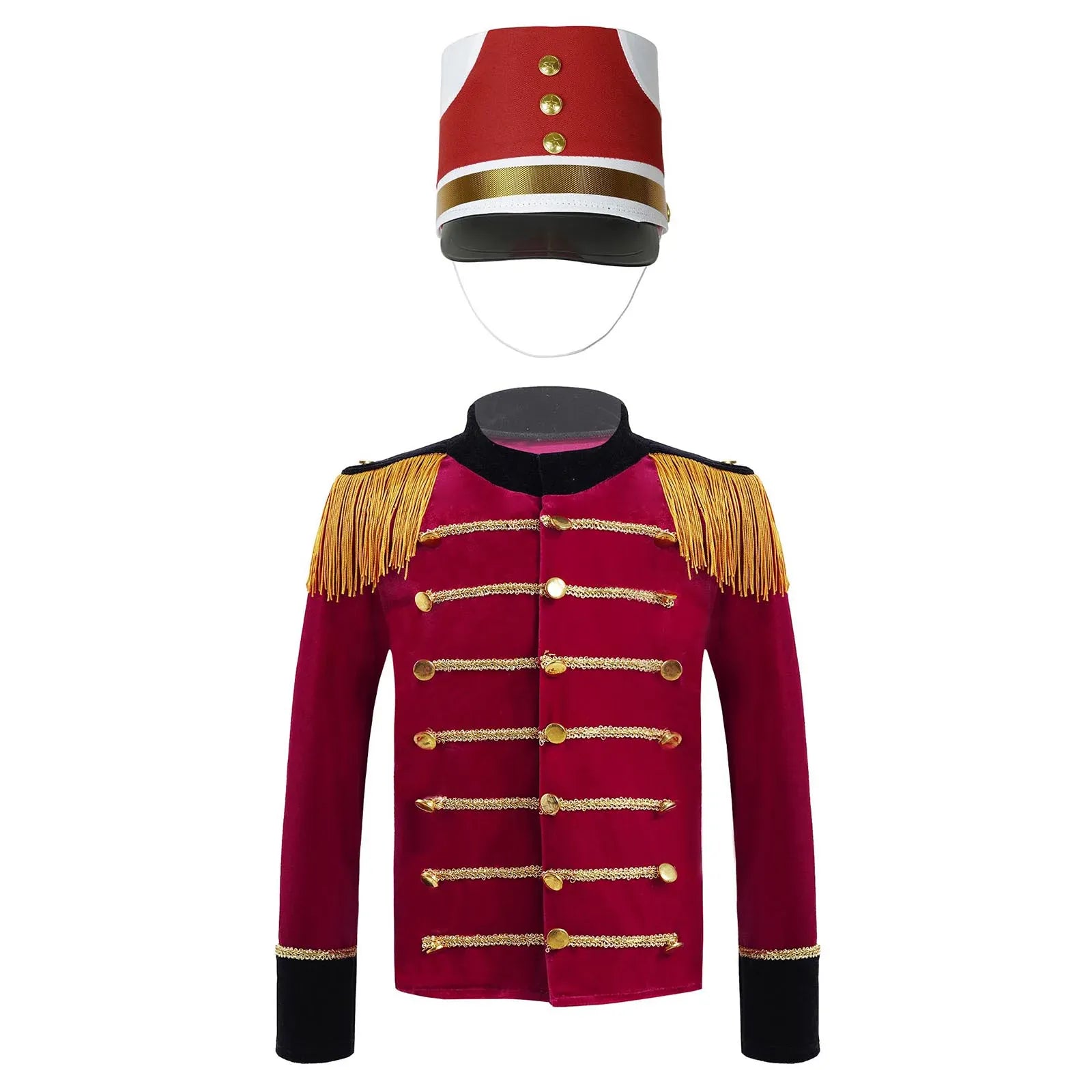 Red with White Soldier Hat (with red details) / 4 Kid's Deluxe Ringmaster and Marching Band Jacket