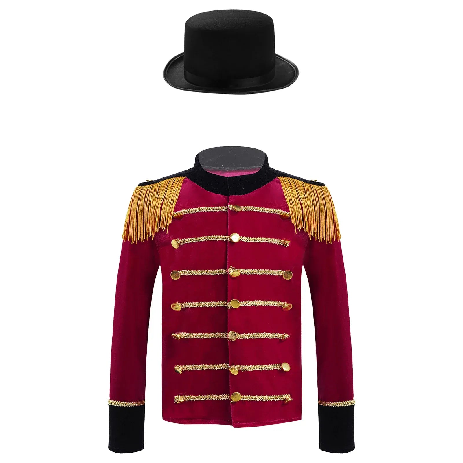 Red with Black Top Hat / 4 Kid's Deluxe Ringmaster and Marching Band Jacket