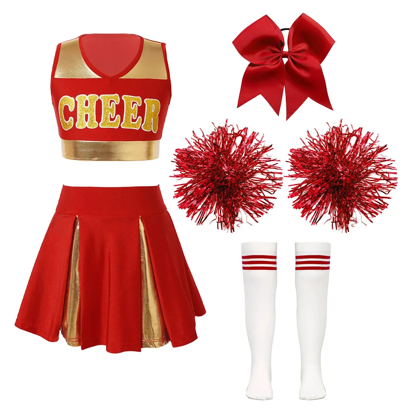 Red B / 6T Kids Cheerleader Uniform Outfit