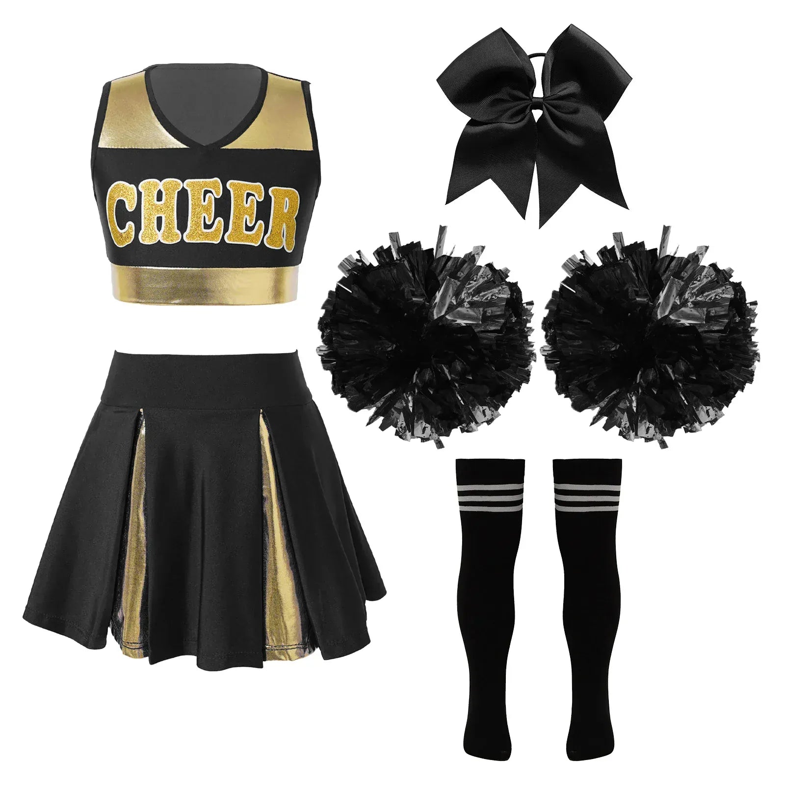 Black B / 6T Kids Cheerleader Uniform Outfit