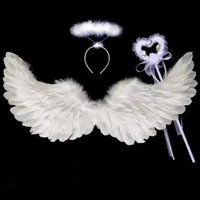 White / One Size Kids Fairy Wings Costume Set