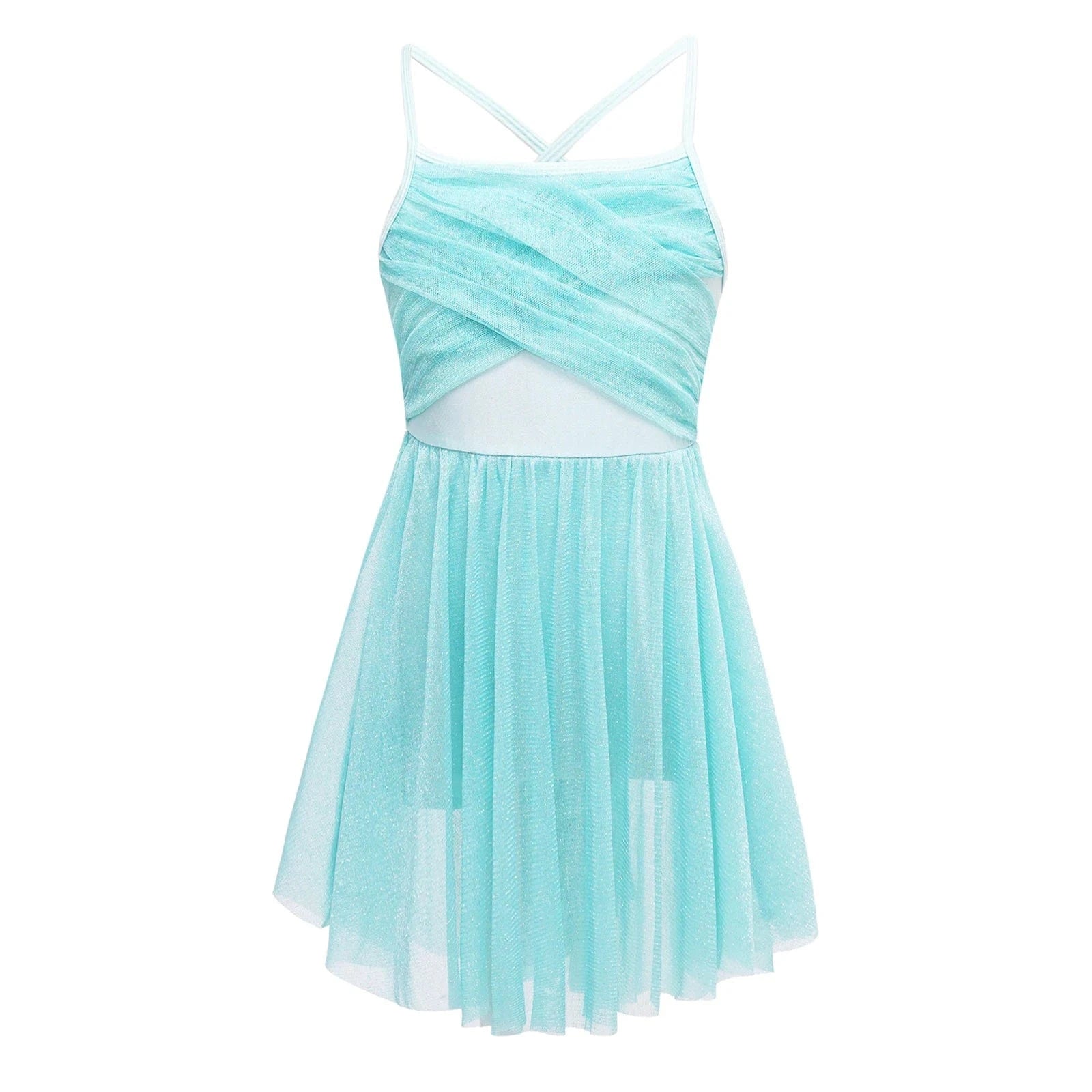 Mint Green / 4 Kids Girls Glittery Mesh Lyrical Dance