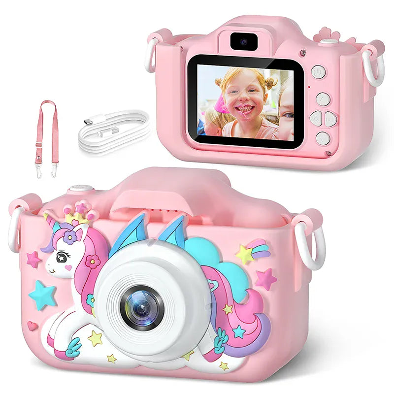 Pink Unicorn Camera - Classic Display Kids HD Camera with 1080P Video
