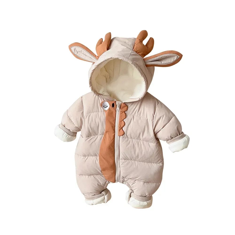 Kids Thick Plush Zipper Warm Jumpsuits