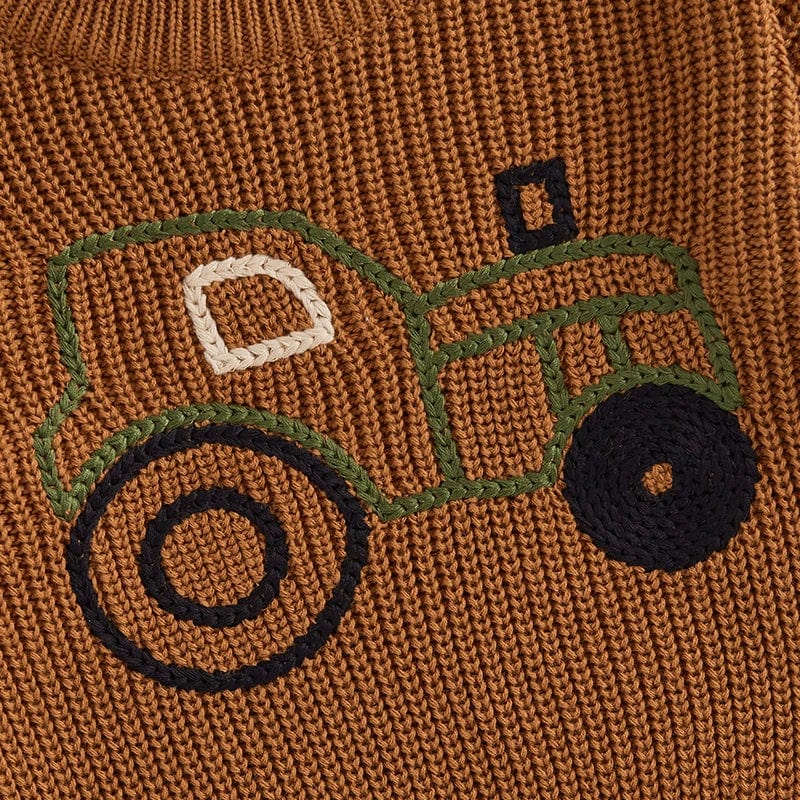 Kids Tractor Print Knit Sweater