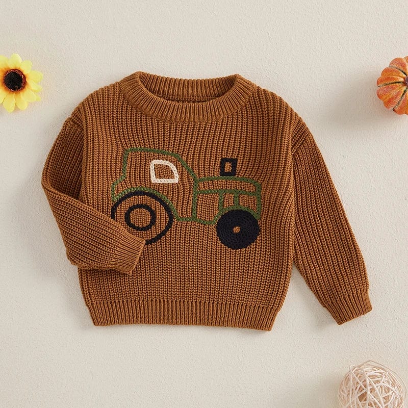 Kids Tractor Print Knit Sweater