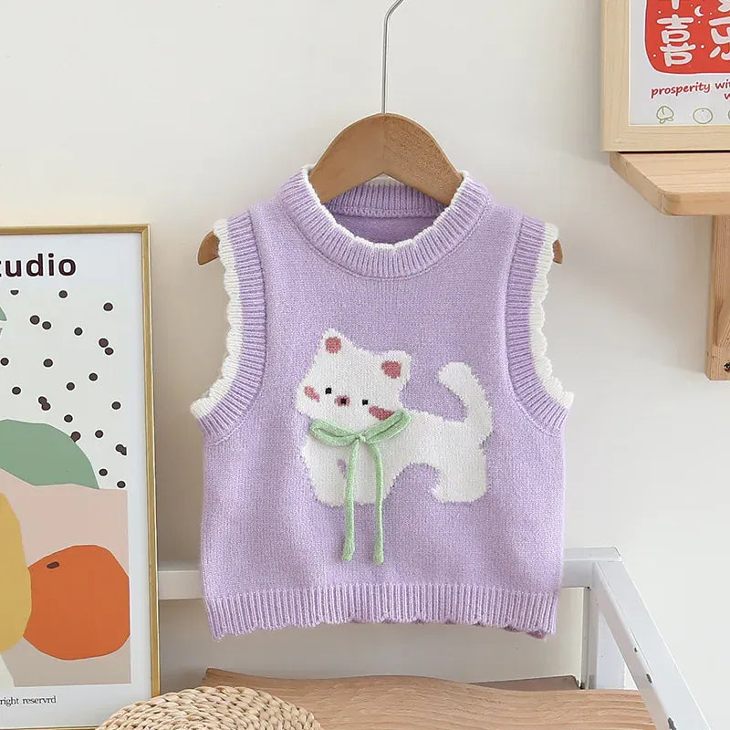 Purple / 9-12M Kitty Cuddle Knit Vest