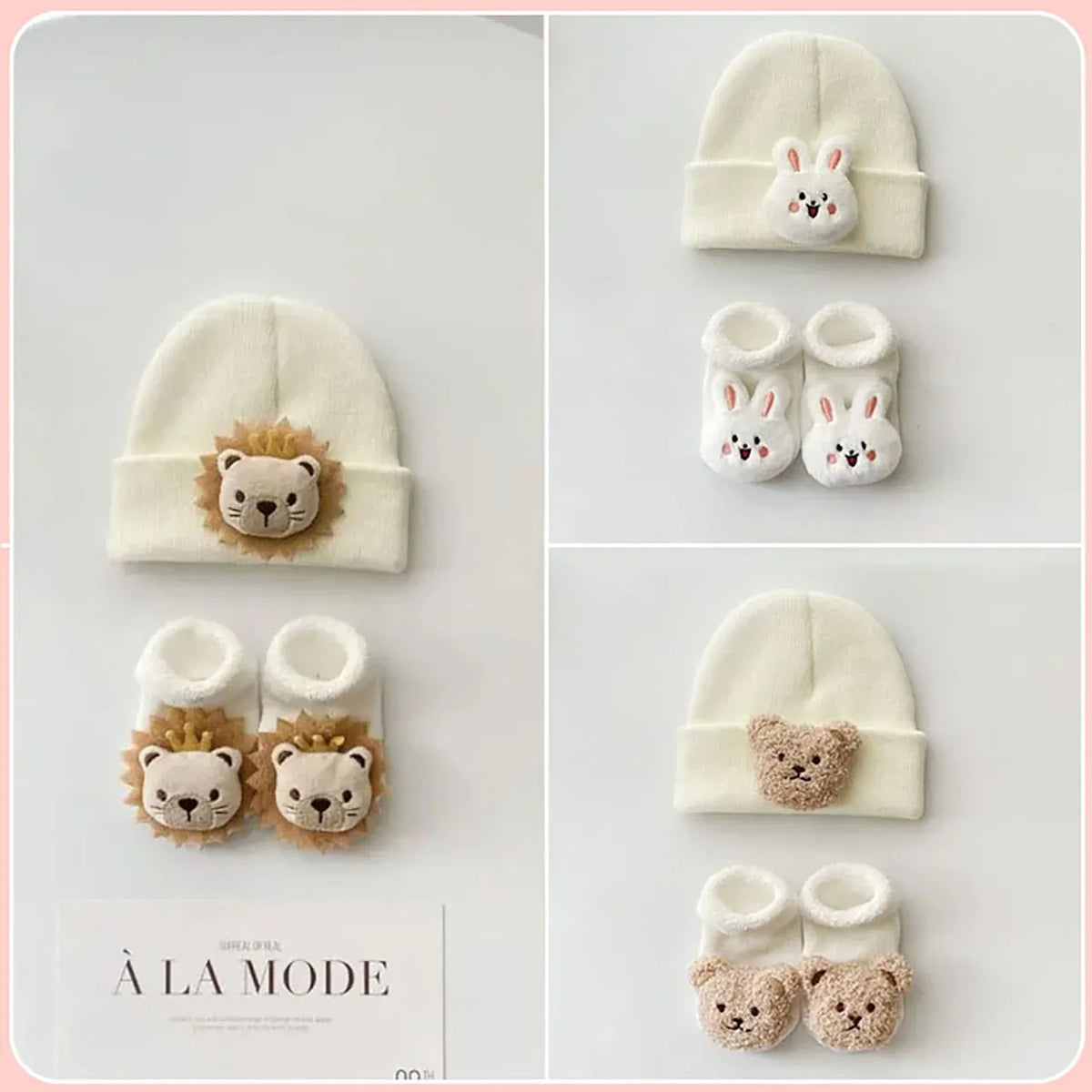 Knitted Beanie & Sock Set for Newborns
