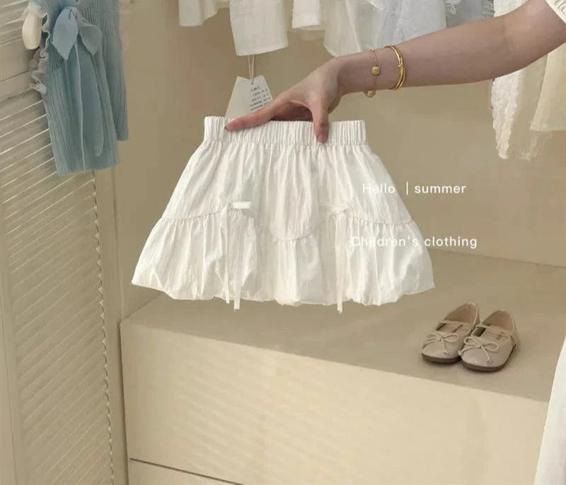 Knitted Bow Top and Ruffle Skirt Set