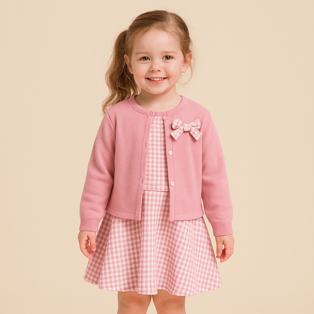 Girl's Clothing Knitted Cardigan And Dress