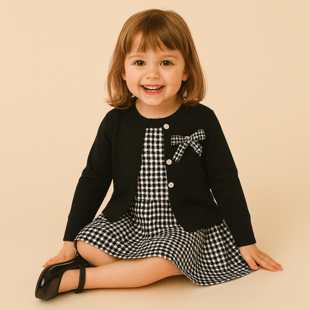 Girl's Clothing Knitted Cardigan And Dress