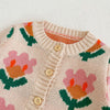 Knitted Sweater Flower Coat Romper Suit