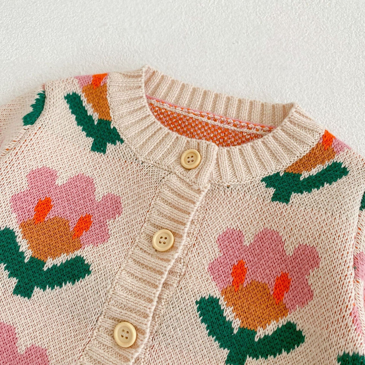 Knitted Sweater Flower Coat Romper Suit