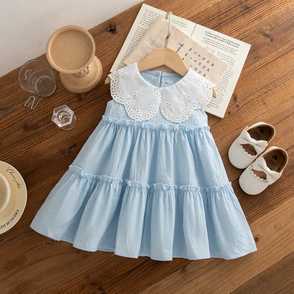 Sky Blue / 9-12M Lace Bodice Tiered Summer Dress