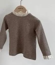 Dark Grey / 9M Lace collar princess bottom shirt