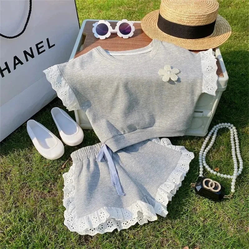 Lace Patchwork Top & Shorts