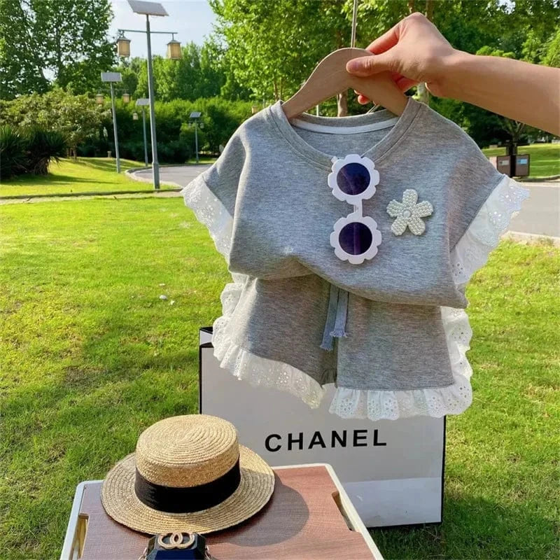 Lace Patchwork Top & Shorts