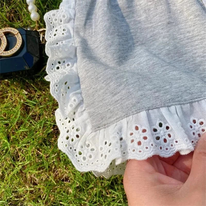 Lace Patchwork Top & Shorts