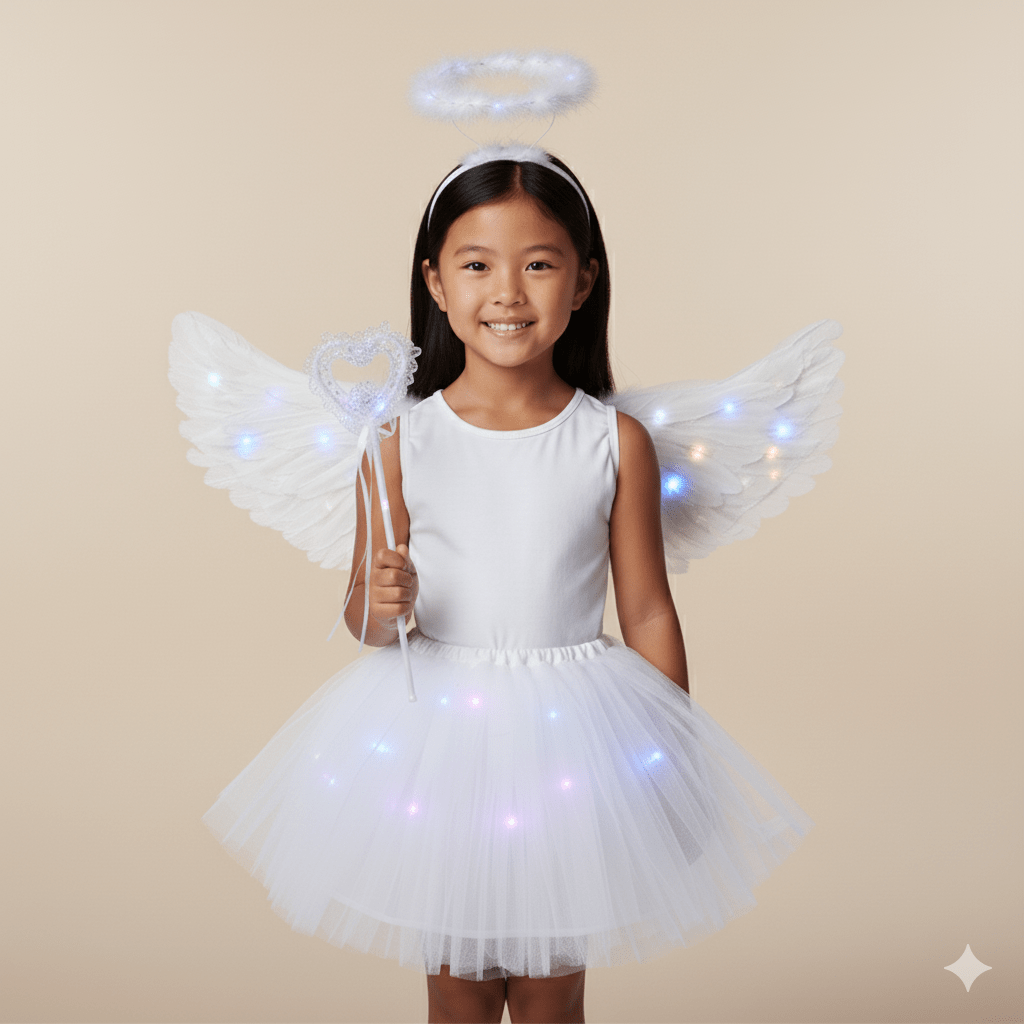 LED Light-Up Angel Costume Set for Girls