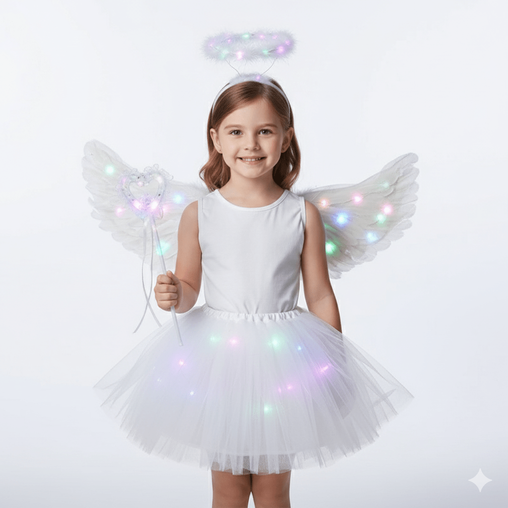 LED Light-Up Angel Costume Set for Girls
