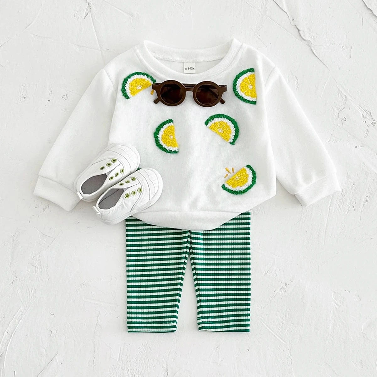 Boy's Clothing Lemon / 6-9M Lemon Embroidered Sweatshirt and Striped Pants Set