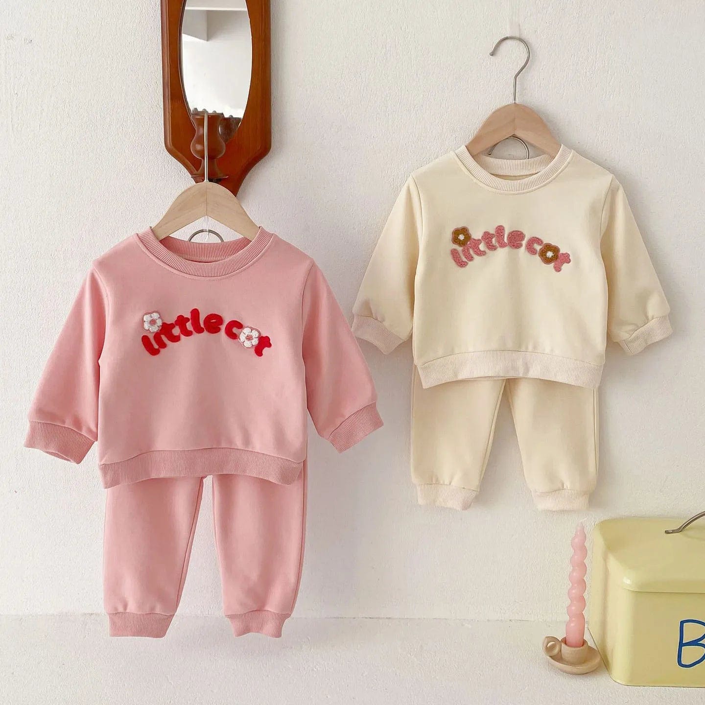 Letter Print Hoodie Suit O-Neck