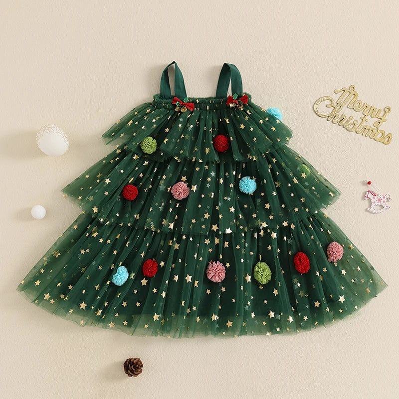 Girls Christmas Tree Dress, Red / 5-6T Girls Christmas Tree Dress, Red / 5-6T