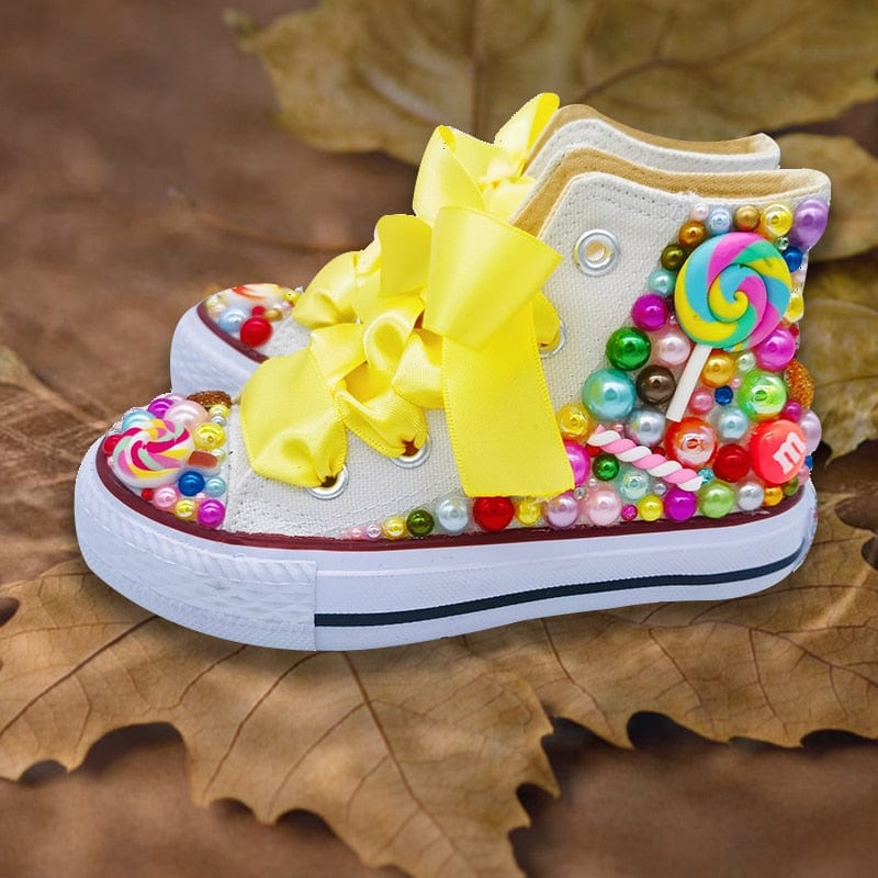 Lollipop Candy Kids High Top Canvas Sneakers Yellow 7T