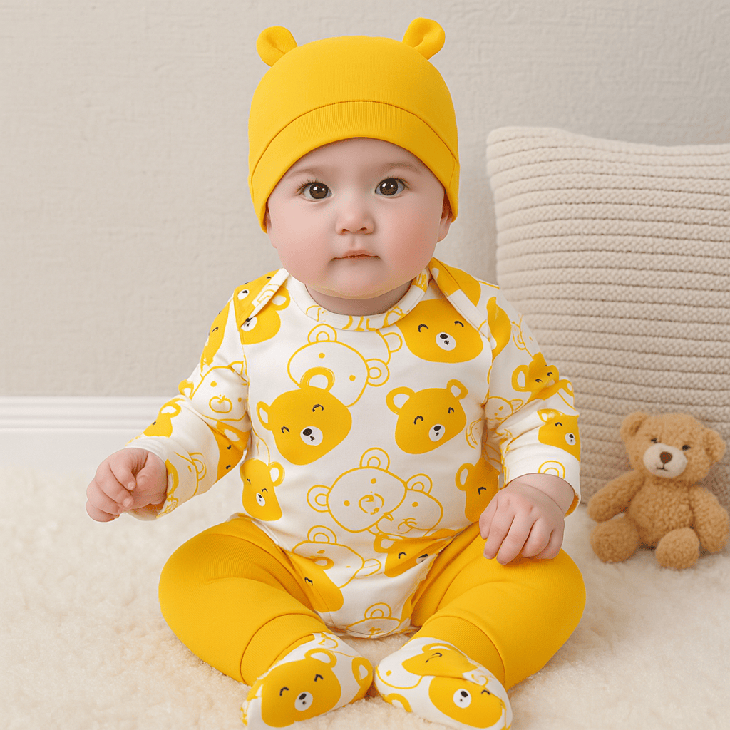 Long Sleeve Bear Baby Bodysuit Set